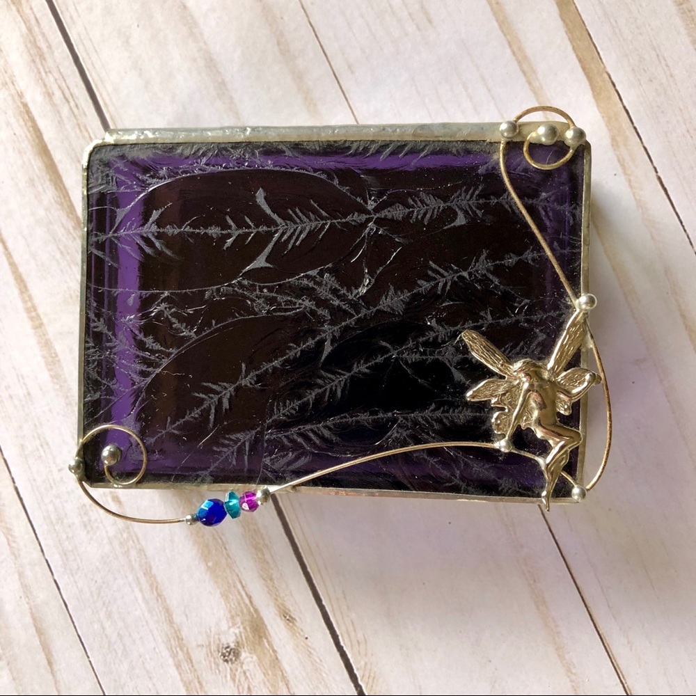 Beveled Glass Fairy Trinket Box - Picture 2 of 5